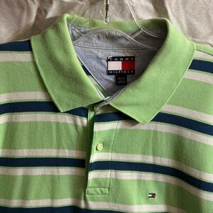 Tommy Hilfiger Lime and Navy Striped Polo